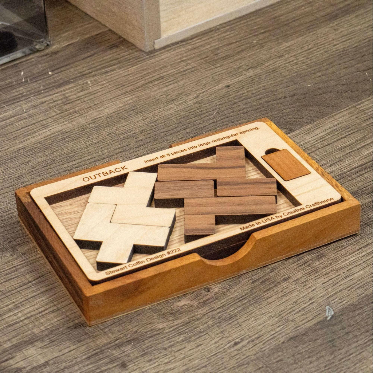 The Impossible Outback Puzzle | Best Brain Teaser for Adults | 5 Piece Wooden Puzzle Made in the USA - Creative Crafthouse