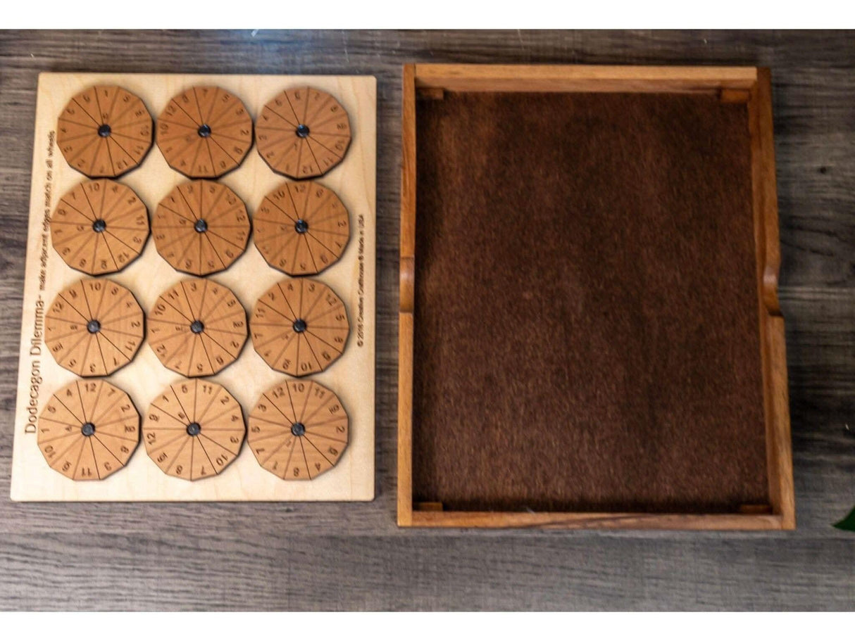 Impossible Puzzle Gift Set for Adults – Dodecagon Dilemma & Most Perfect Square 64 - Two Wood Brain Teasers Gifts for Hard to Buy for People - Creative Crafthouse