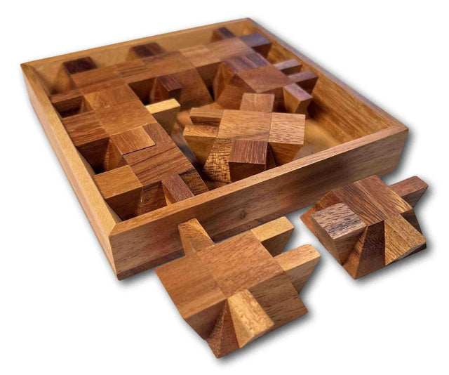 Impossible Puzzle Series for Adults - The Ziggurat Square - Difficult Puzzle for Adults - 9 Piece Wooden Brain Teaser - Christmas Gift - Creative Crafthouse