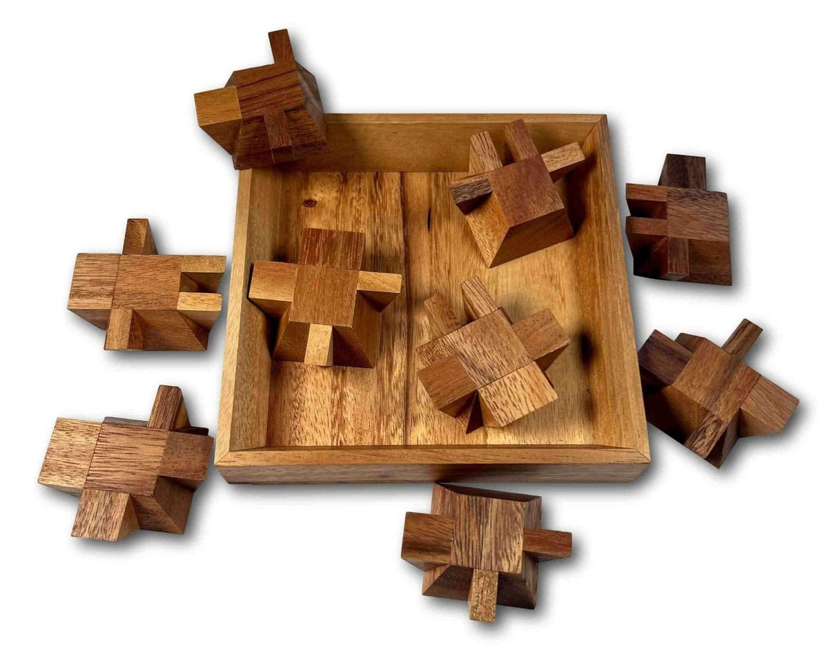 Impossible Puzzle Series for Adults - The Ziggurat Square - Difficult Puzzle for Adults - 9 Piece Wooden Brain Teaser - Christmas Gift - Creative Crafthouse