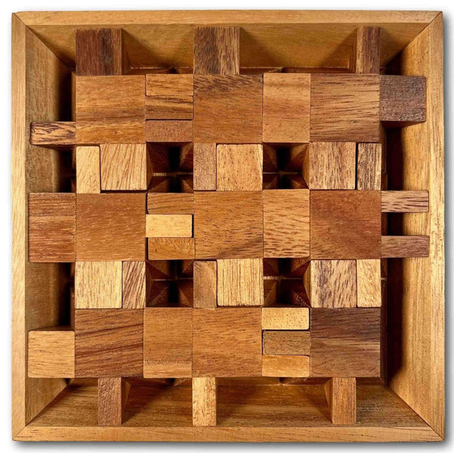 Impossible Puzzle Series for Adults - The Ziggurat Square - Difficult Puzzle for Adults - 9 Piece Wooden Brain Teaser - Christmas Gift - Creative Crafthouse