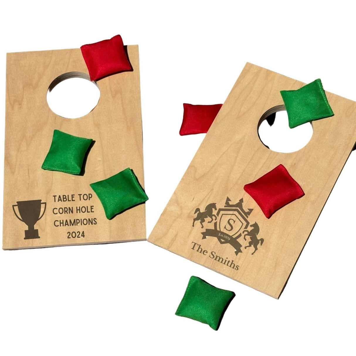 Last Minute Christmas Gift for Him - Tabletop Indoor Cornhole Boards Game | Bags Included, Personalize Your Boards With a Laser Engraving - Creative Crafthouse