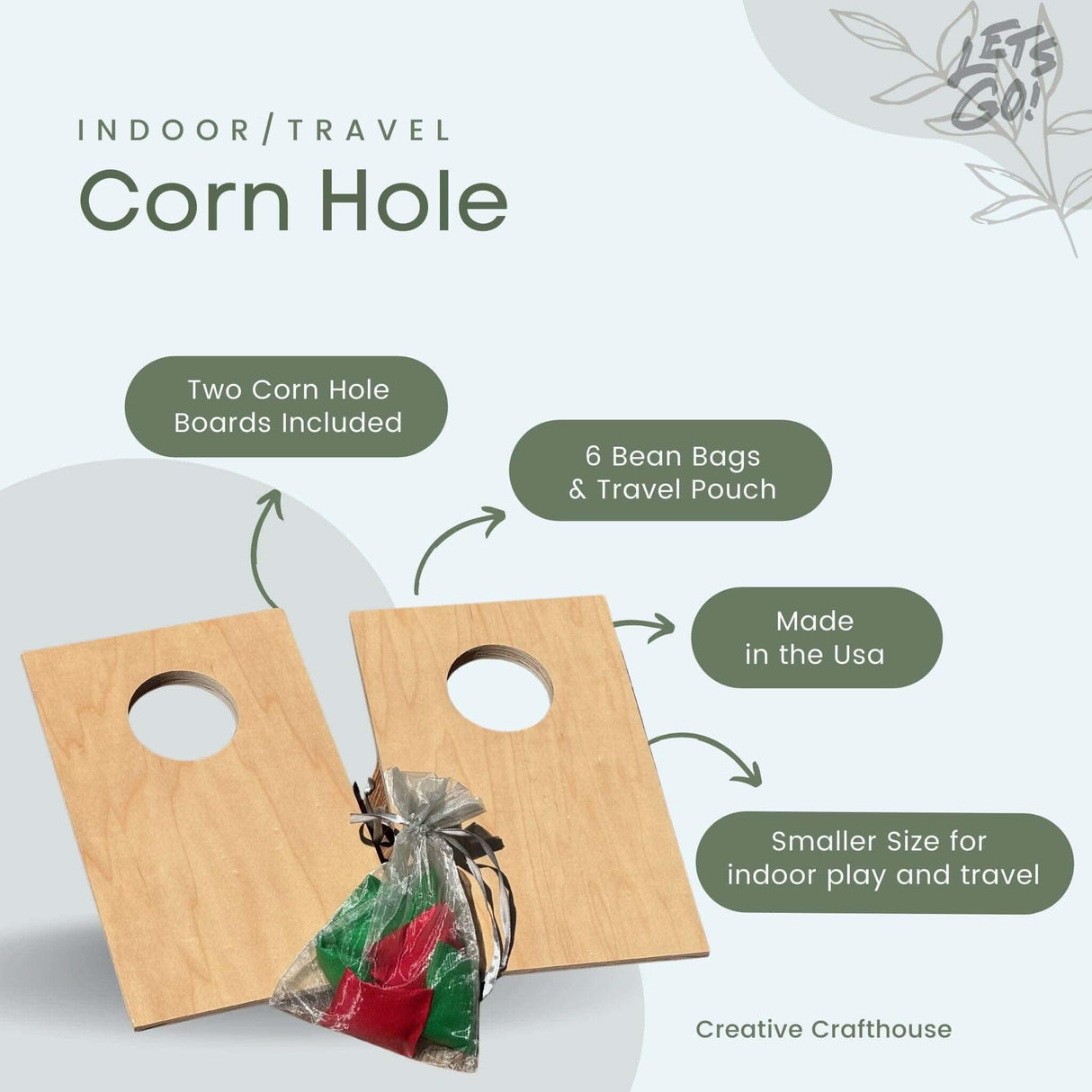Last Minute Christmas Gift for Him - Tabletop Indoor Cornhole Boards Game | Bags Included, Personalize Your Boards With a Laser Engraving - Creative Crafthouse