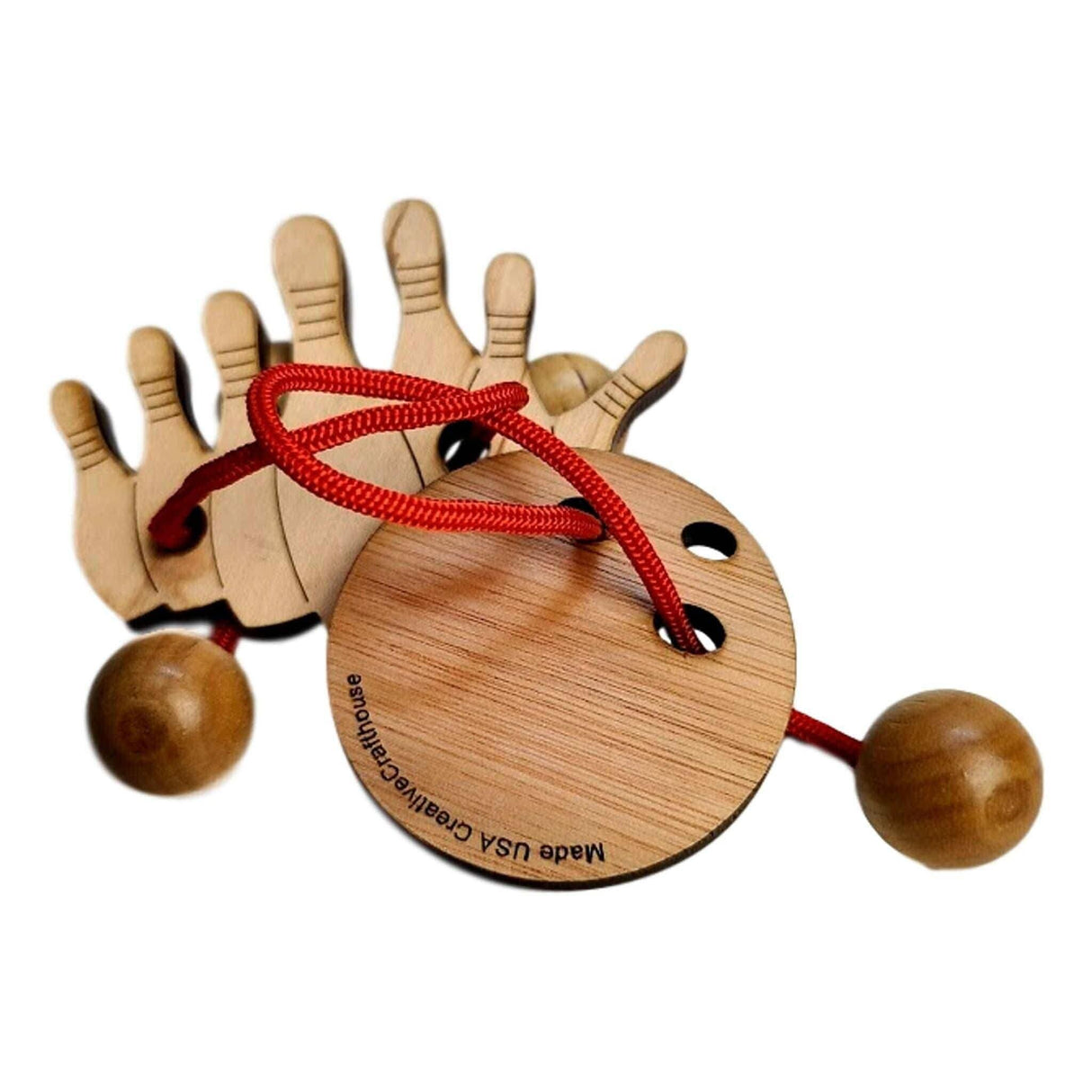 Last Minute Christmas Gifts for Men Under 10 Dollars - Double Trouble String Puzzle - Bowling ball and pins model - Brain Teaser - Creative Crafthouse