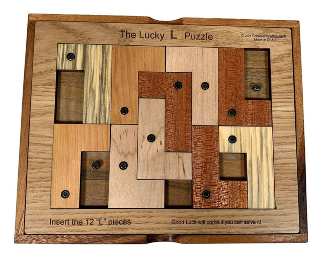 Last Minute Gift for Puzzle Lover - Lucky L Puzzle - Brain Teaser - Wooden Puzzle - Fast Shipping - Creative Crafthouse