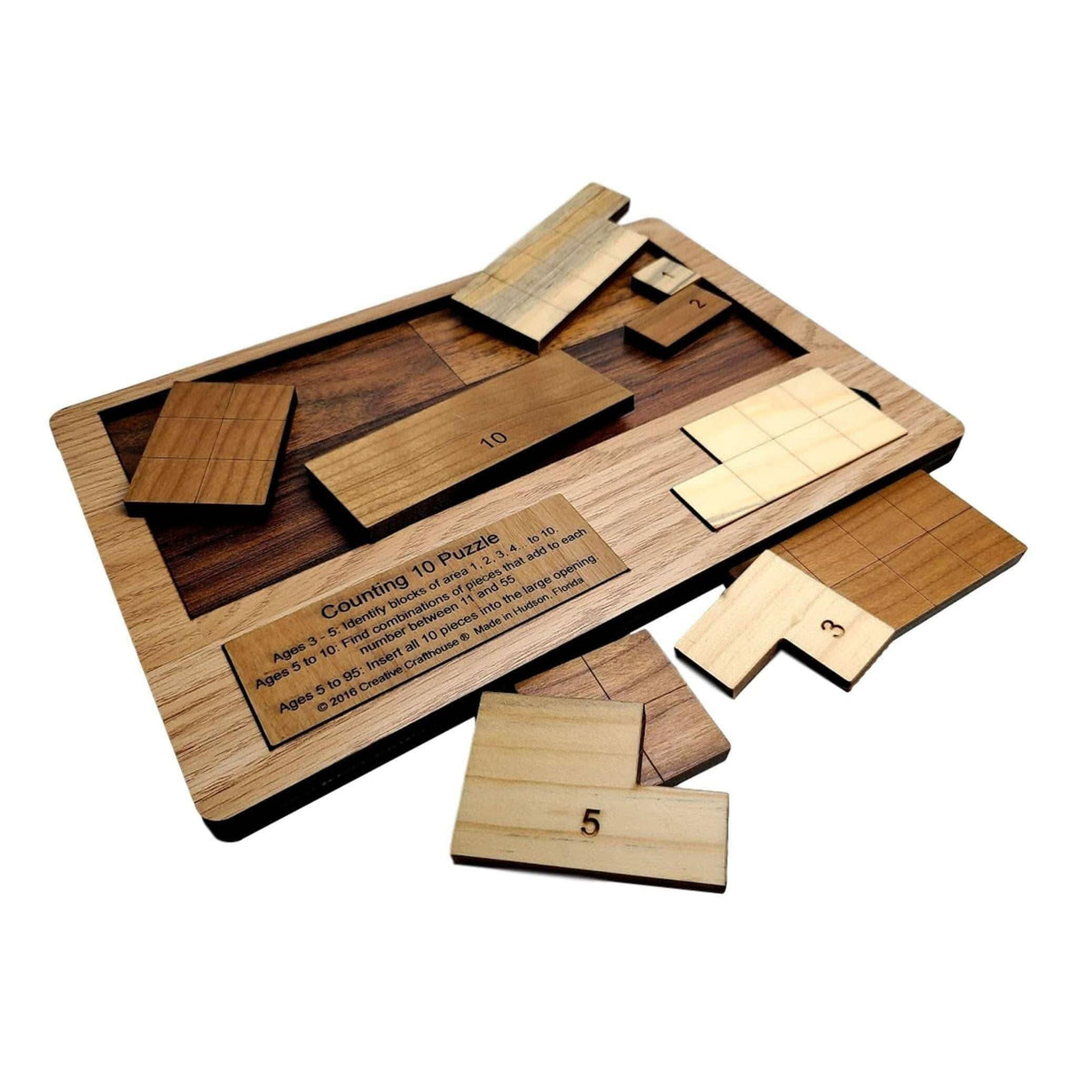 Last Minute Gift for the Grandkids - Personalizable Montessori Math Puzzle For Toddlers - The Counting 10 Wood Puzzle - Creative Crafthouse