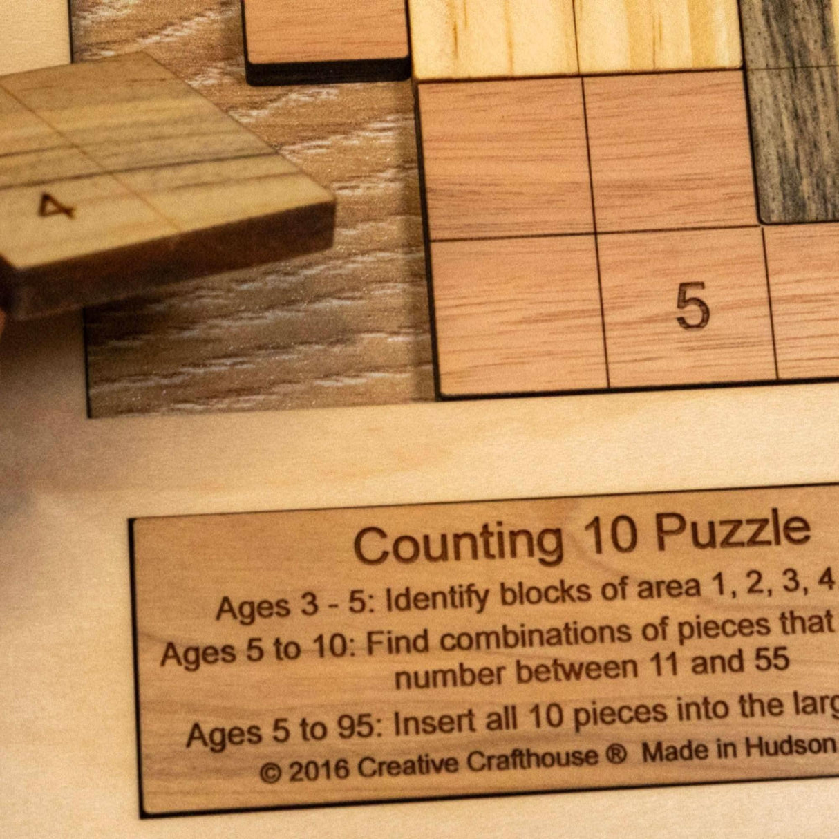 Last Minute Gift for the Grandkids - Personalizable Montessori Math Puzzle For Toddlers - The Counting 10 Wood Puzzle - Creative Crafthouse