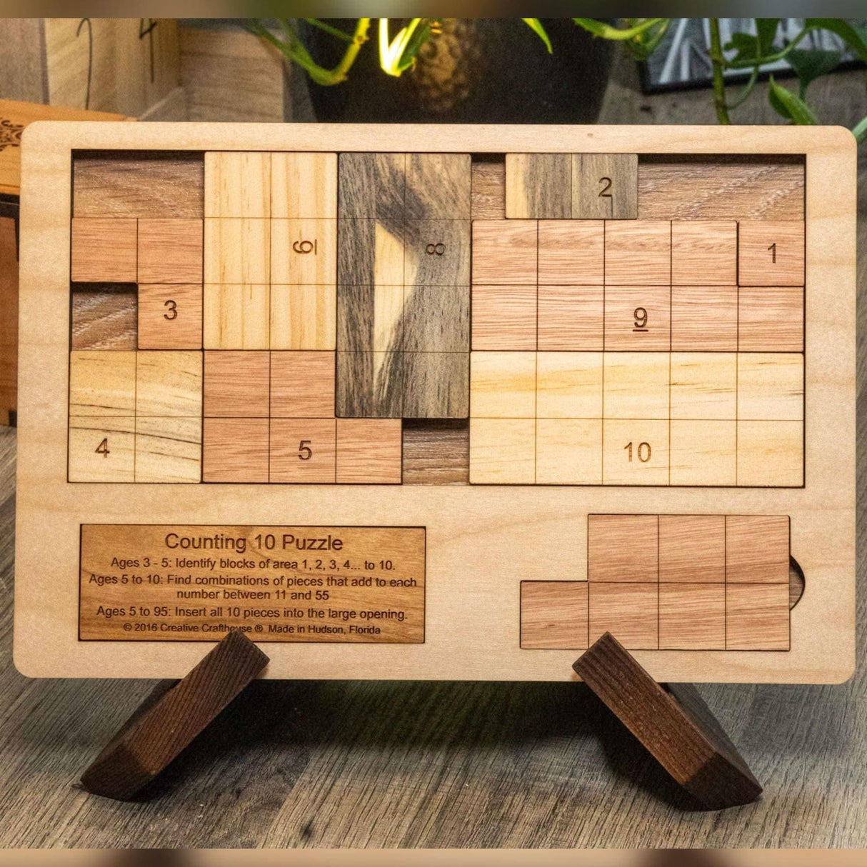 Last Minute Gift for the Grandkids - Personalizable Montessori Math Puzzle For Toddlers - The Counting 10 Wood Puzzle - Creative Crafthouse