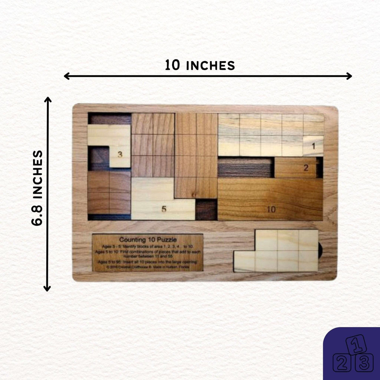 Last Minute Gift for the Grandkids - Personalizable Montessori Math Puzzle For Toddlers - The Counting 10 Wood Puzzle - Creative Crafthouse