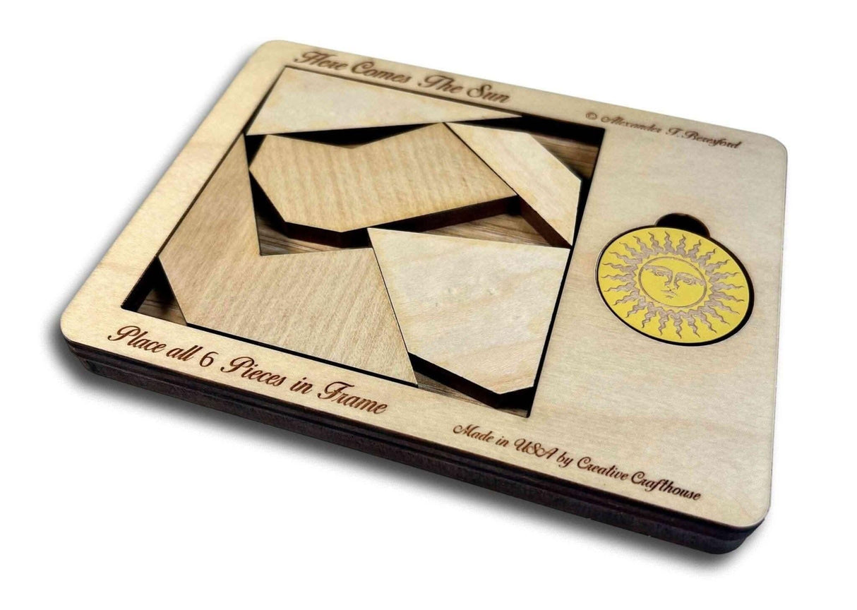 Last Minute Gifts for Him - Here Comes The Sun - Wood Brain Teaser Puzzle - Creative Crafthouse