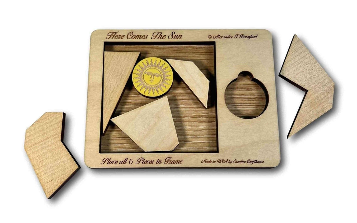 Last Minute Gifts for Him - Here Comes The Sun - Wood Brain Teaser Puzzle - Creative Crafthouse