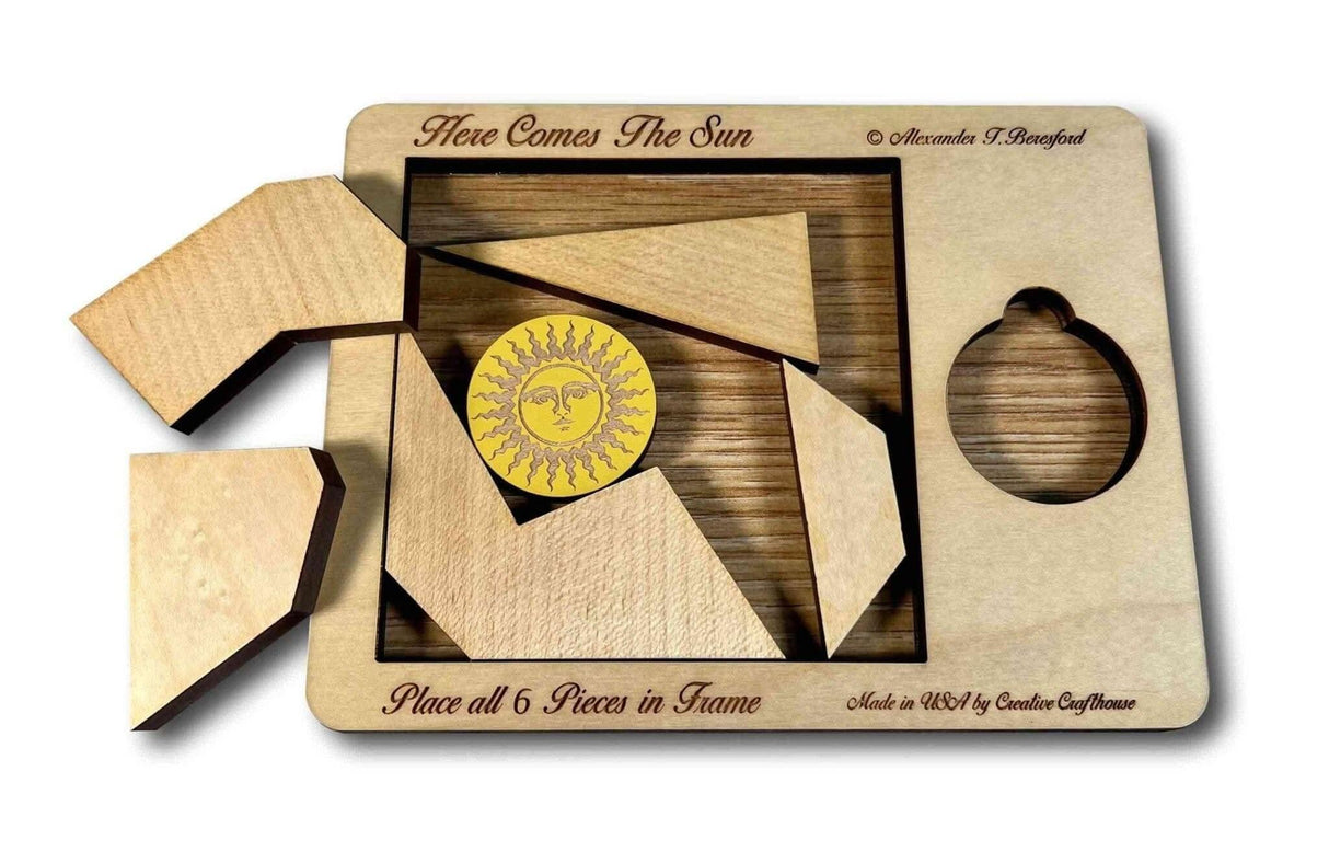 Last Minute Gifts for Him - Here Comes The Sun - Wood Brain Teaser Puzzle - Creative Crafthouse