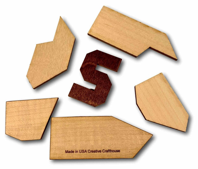 Letter S dissection Puzzle - 5 pieces make an S – 1921 design - Creative Crafthouse