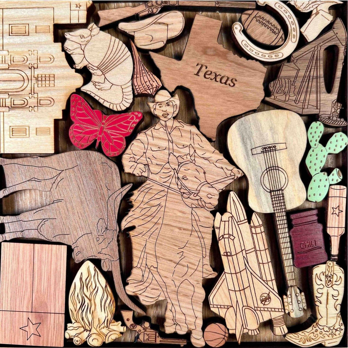 Lone Star Challenge - Texas/Texan Picture Frame Puzzle and Brain Teaser - artistic and challenging - can be personalized - Creative Crafthouse