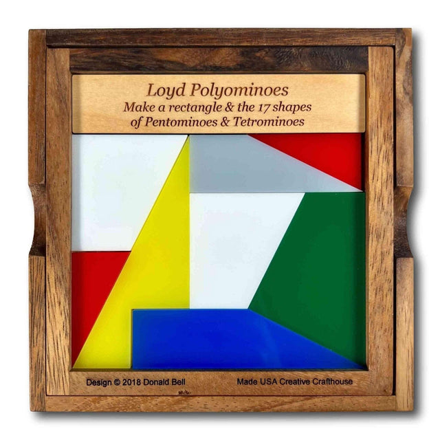 Loyd Polyominoes Brain Teaser – 2018 Puzzle Design - Eight Pieces Make the Rectangle Plus 17 Shapes - Creative Crafthouse
