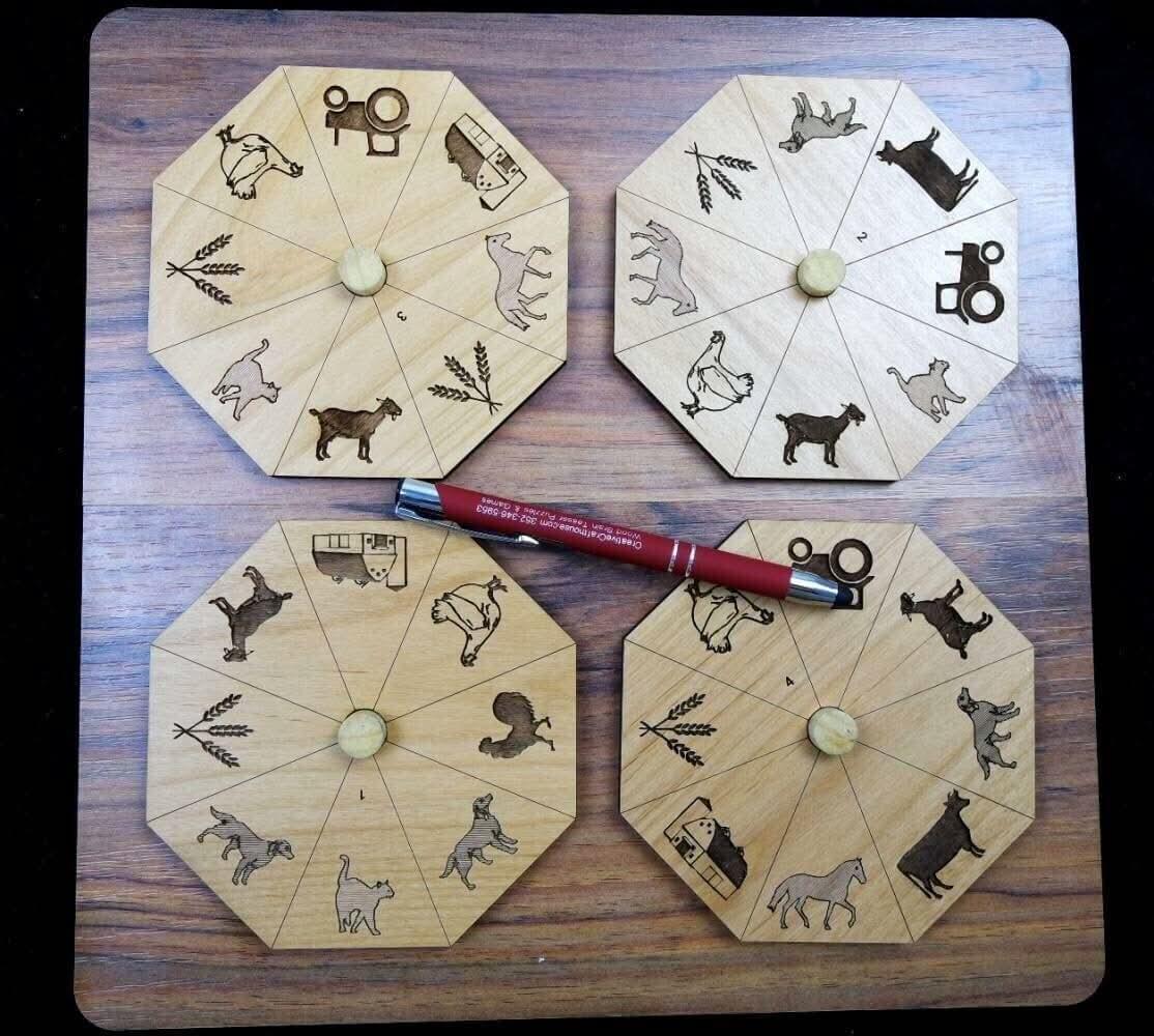 Match Four Jumbo Puzzle – Position Disks Such that All Touching Edges Match - Escape Room Game - Creative Crafthouse