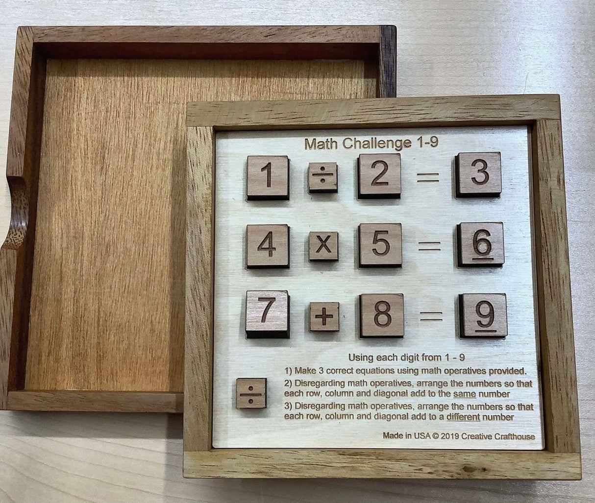 Math Challenge : Three Math Problems to Solve Using Digits 1 - 9 - Magic Square Puzzle - Educational Puzzle - Creative Crafthouse