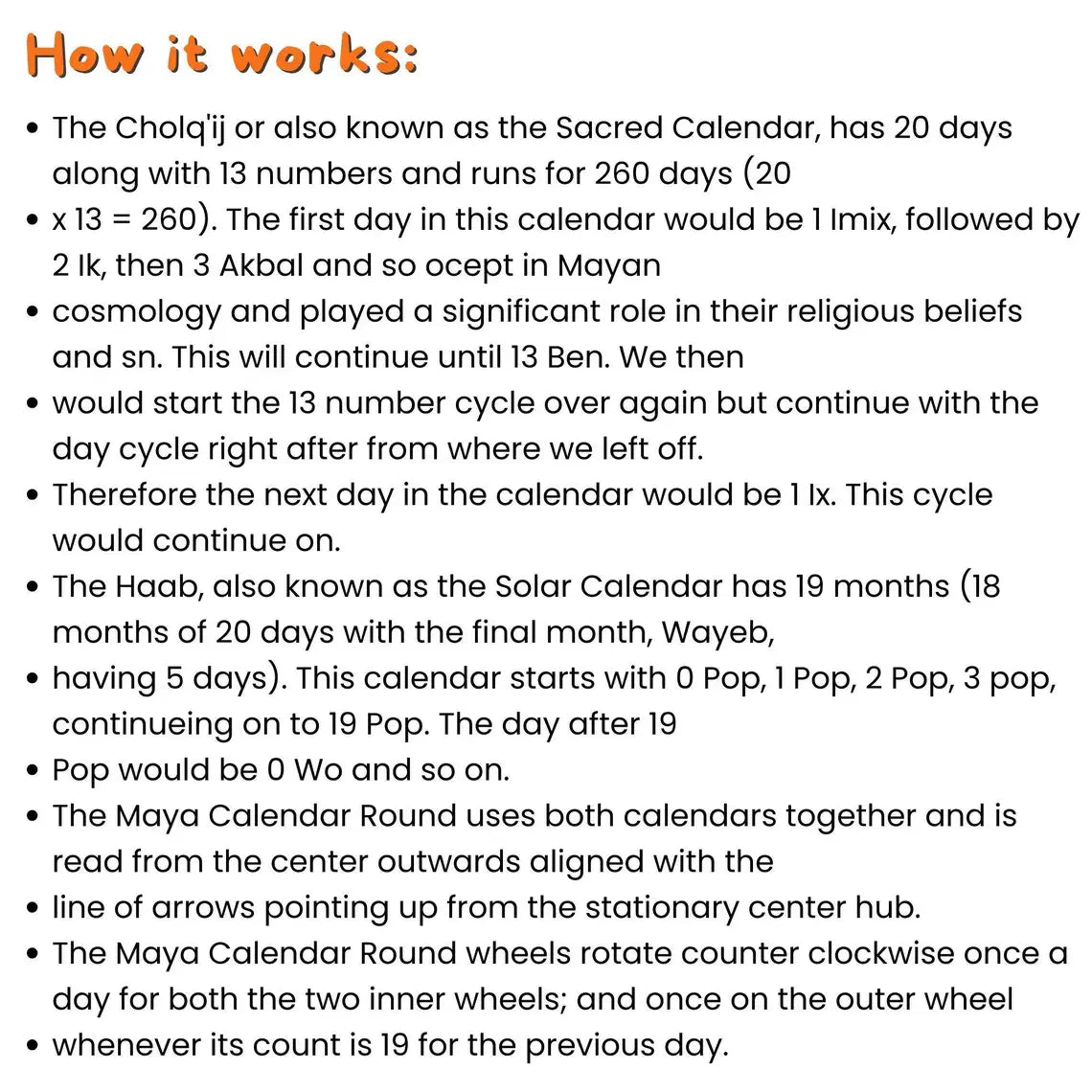 Maya Calendar Cholq'ij Edition | Interactive Wooden Calendar - Creative Crafthouse
