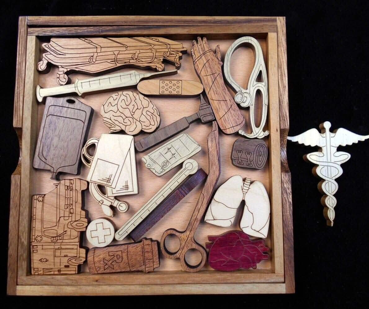 Medical Emergency Wooden Puzzle - Personalizable Gift for Medical Professionals - Challenging and Unique Brain Teaser - Laser Engraved Name - Creative Crafthouse
