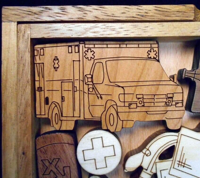 Medical Emergency Wooden Puzzle - Personalizable Gift for Medical Professionals - Challenging and Unique Brain Teaser - Laser Engraved Name - Creative Crafthouse