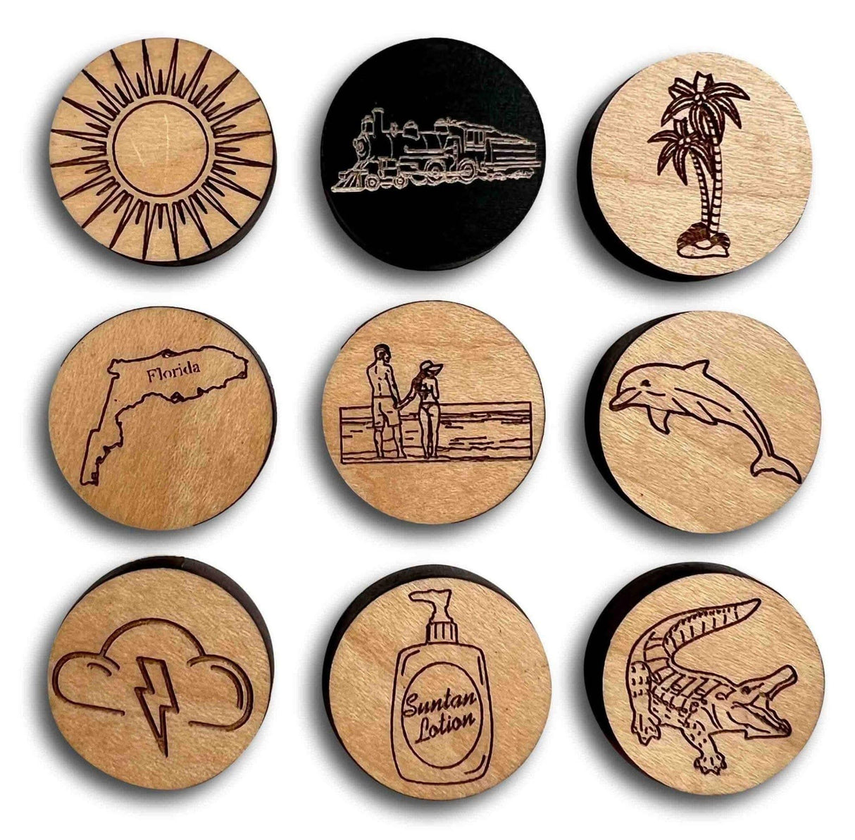 Mexican Train *Florida Edition* Hub and Tokens Wooden Domino Game - Creative Crafthouse