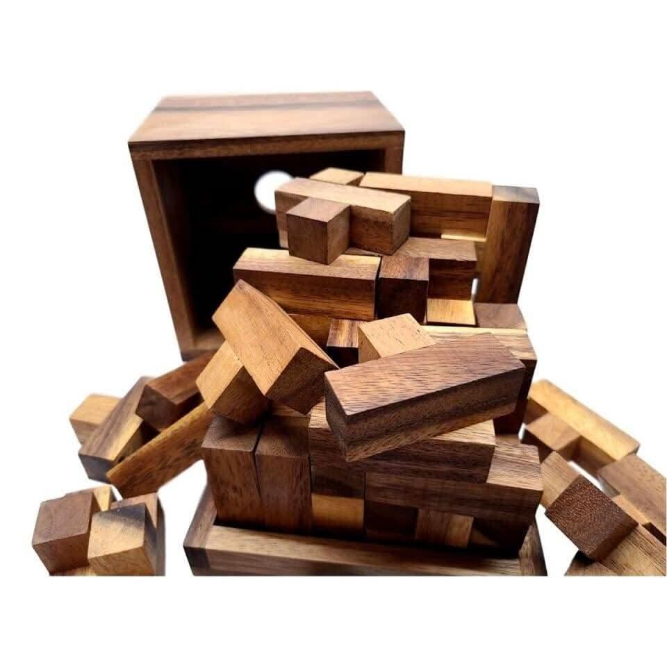 Monster T Wood Brain Teaser Puzzle - 54 "T" Shaped Pieces Make 6x6x6 Cube - very Challenging Wooden Brain Teaser - Creative Crafthouse