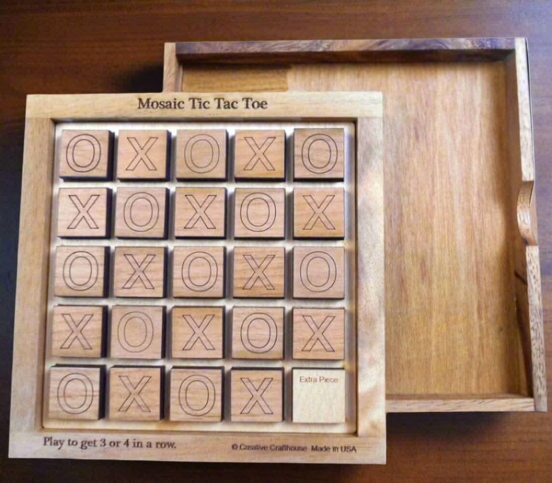 Mosaic Tic Tac Toe – Get 3 or 4 in a Row - Comes with Base, Cover and Internal Grid - Creative Crafthouse