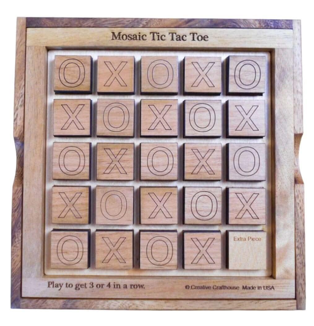 Mosaic Tic Tac Toe – Get 3 or 4 in a Row - Comes with Base, Cover and Internal Grid - Creative Crafthouse