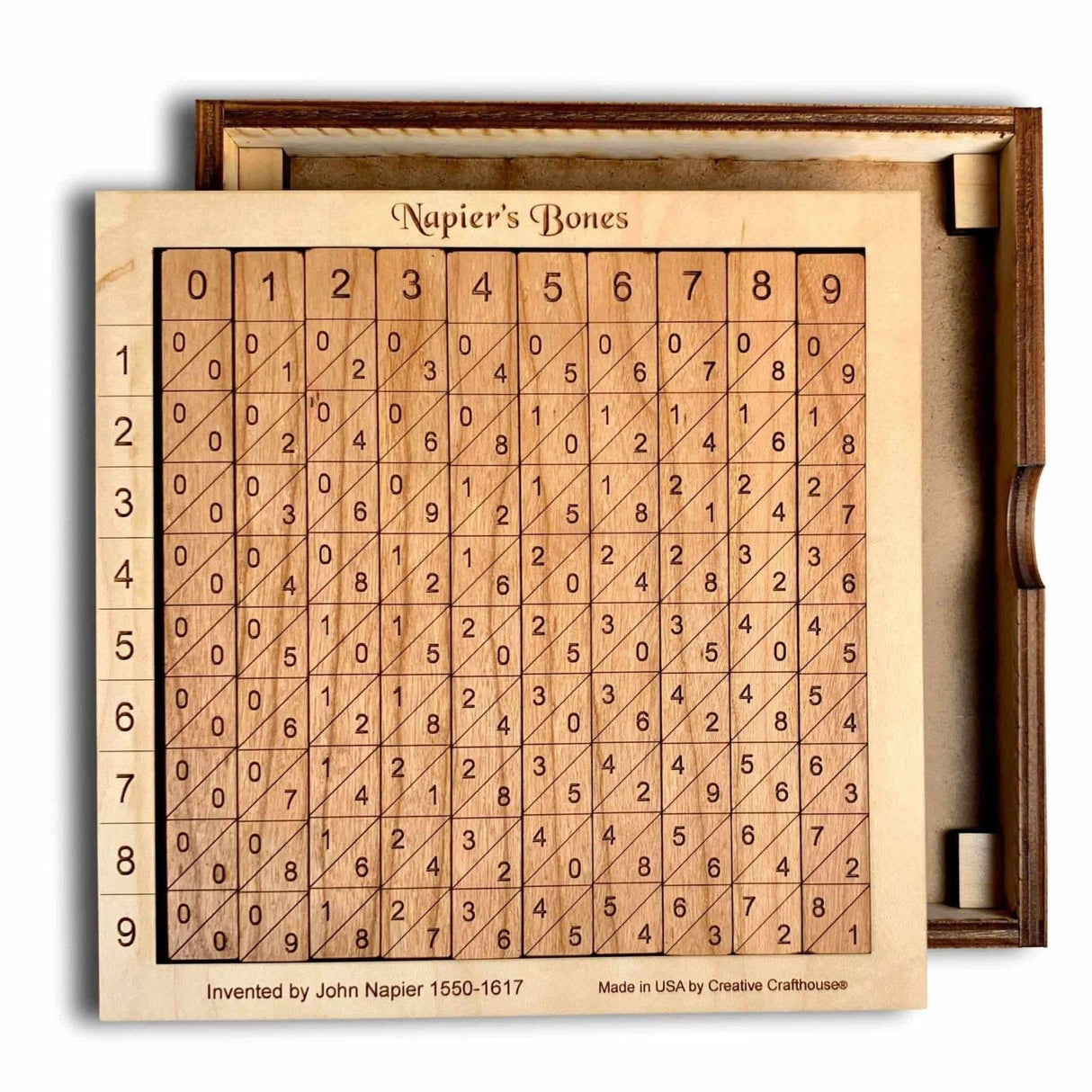 Napier's Bones Wooden Math Puzzle | STEM Learning Tool | Handmade Montessori Toy | Personalized Custom Teacher Gift with Laser Engraving - Creative Crafthouse