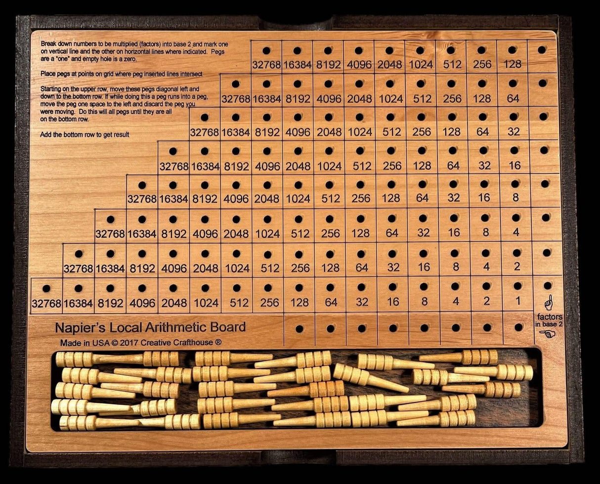 Napiers Local Arithmetic Board - Old School Multiplication with Pegs - Educational math Tool - Back to School Gift - Creative Crafthouse