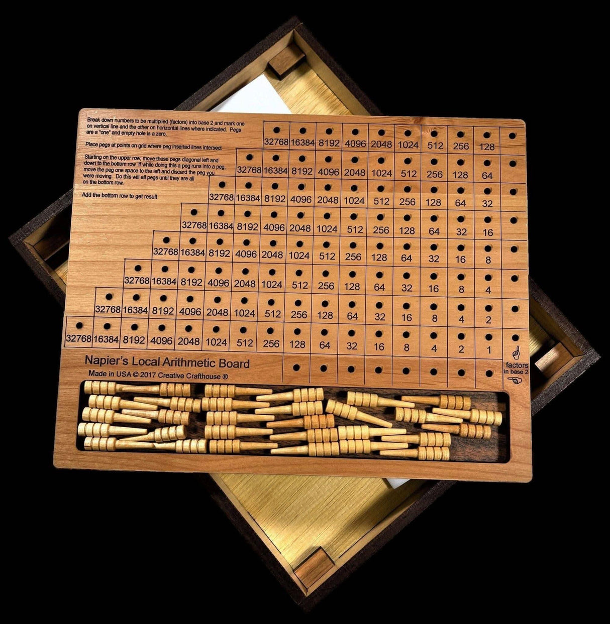 Napiers Local Arithmetic Board - Old School Multiplication with Pegs - Educational math Tool - Back to School Gift - Creative Crafthouse