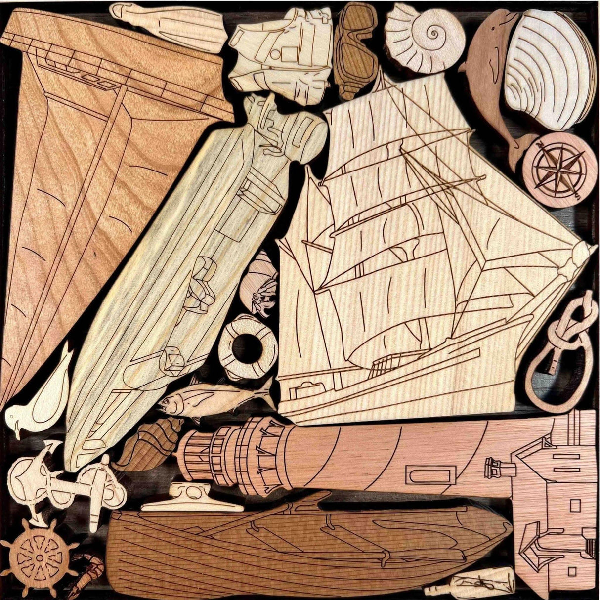 Nautical Challenge Puzzle - Boaters Beware - artistic and challenging - can be personalized - Creative Crafthouse