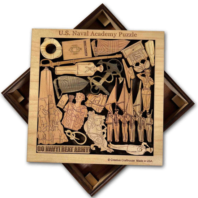 Naval Academy Puzzle – Challenging & Artistic Wood Brain Teaser - Gradutation Gift That Can be Personalized - Creative Crafthouse