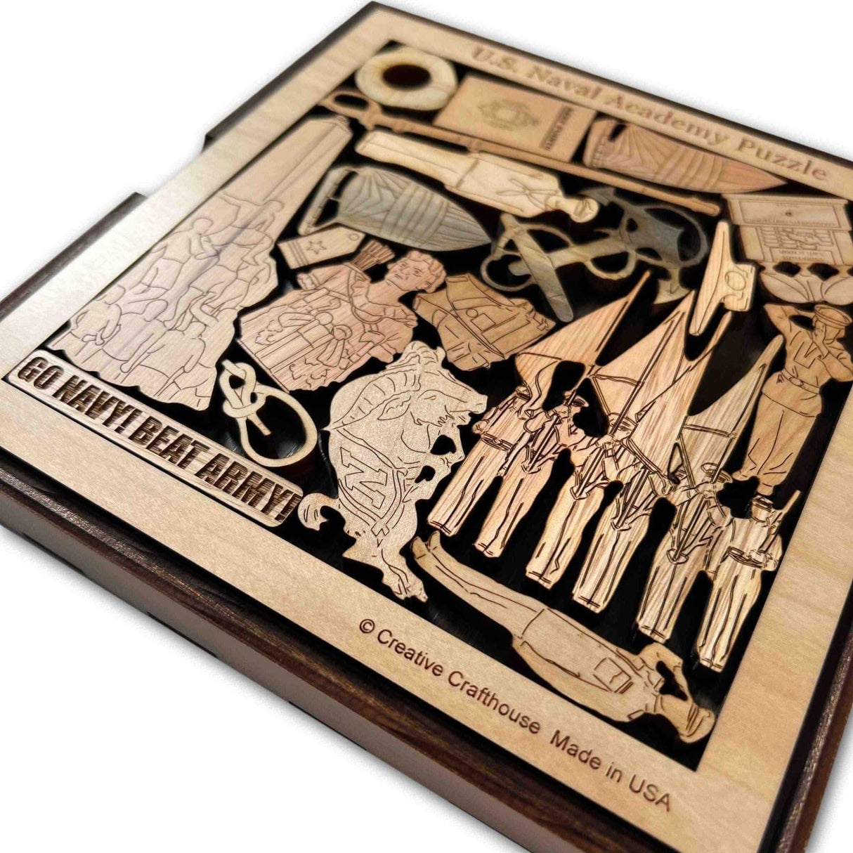 Naval Academy Puzzle – Challenging & Artistic Wood Brain Teaser - Gradutation Gift That Can be Personalized - Creative Crafthouse
