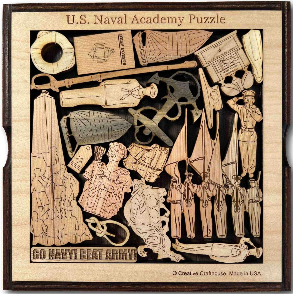 Naval Academy Puzzle – Challenging & Artistic Wood Brain Teaser - Gradutation Gift That Can be Personalized - Creative Crafthouse