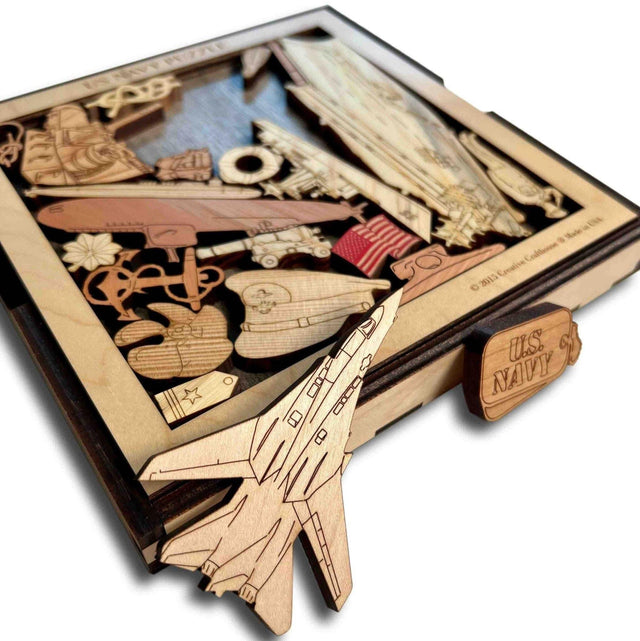 Navy Puzzle Gift - Extremely Challenging & Artistic 22 pcs Hardwood Brain Teaser - Creative Crafthouse