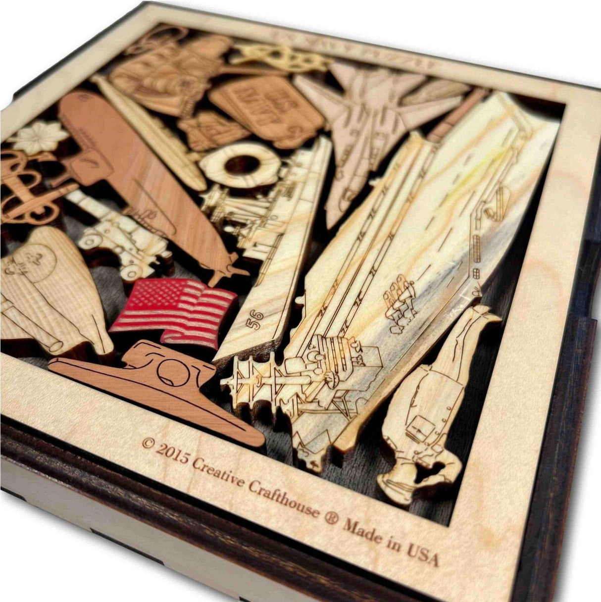 Navy Puzzle Gift - Extremely Challenging & Artistic 22 pcs Hardwood Brain Teaser - Creative Crafthouse