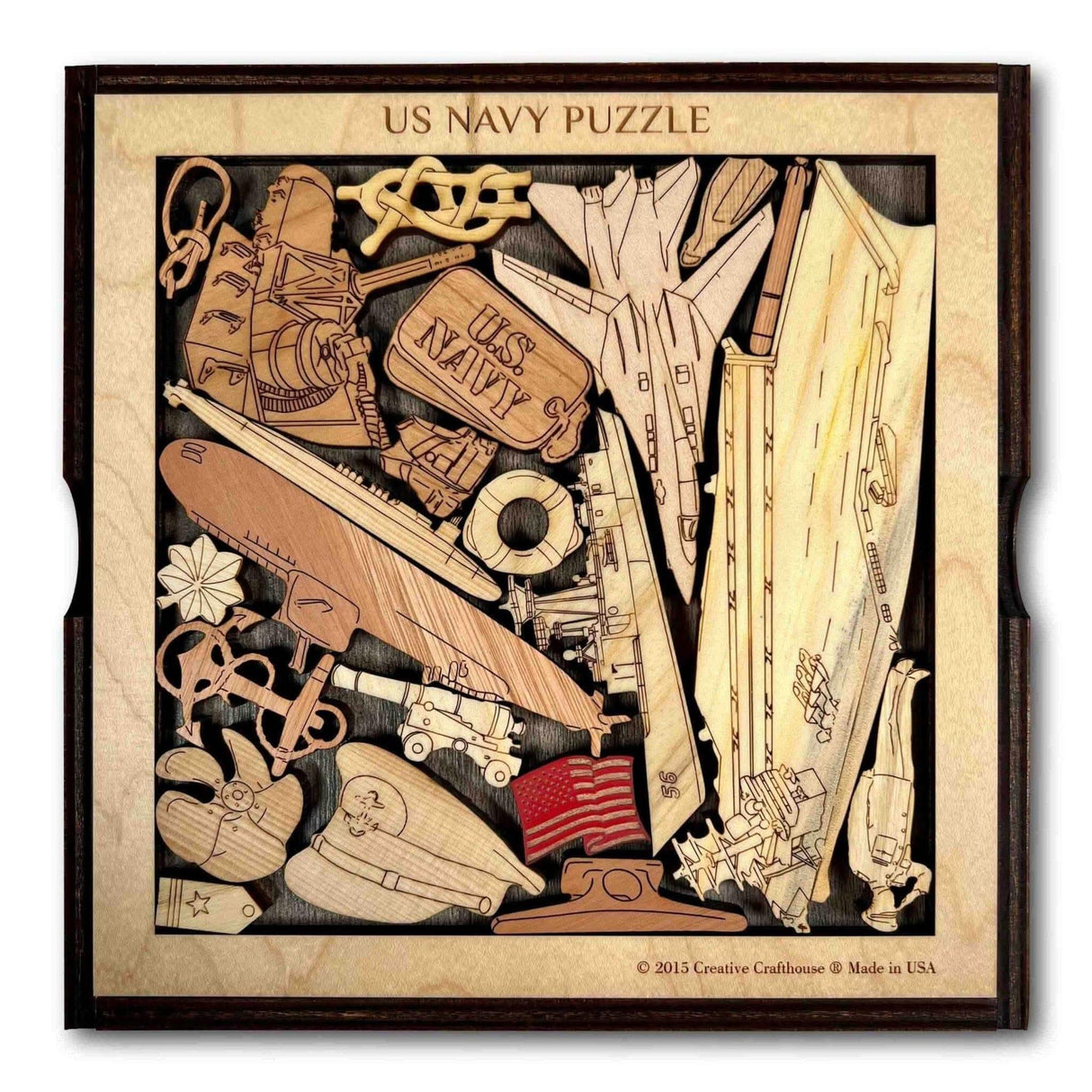 Navy Puzzle Gift - Extremely Challenging & Artistic 22 pcs Hardwood Brain Teaser - Creative Crafthouse