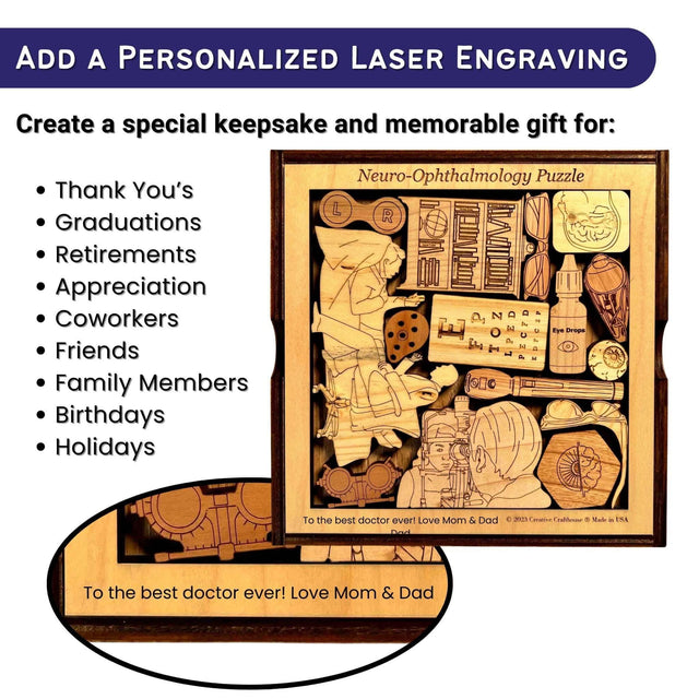 Neuro - Ophthalmology Gifts - Personalize Your Puzzle with a Laser Engraved Name and Message - New Age Modern Wooden Puzzle Decor - Creative Crafthouse