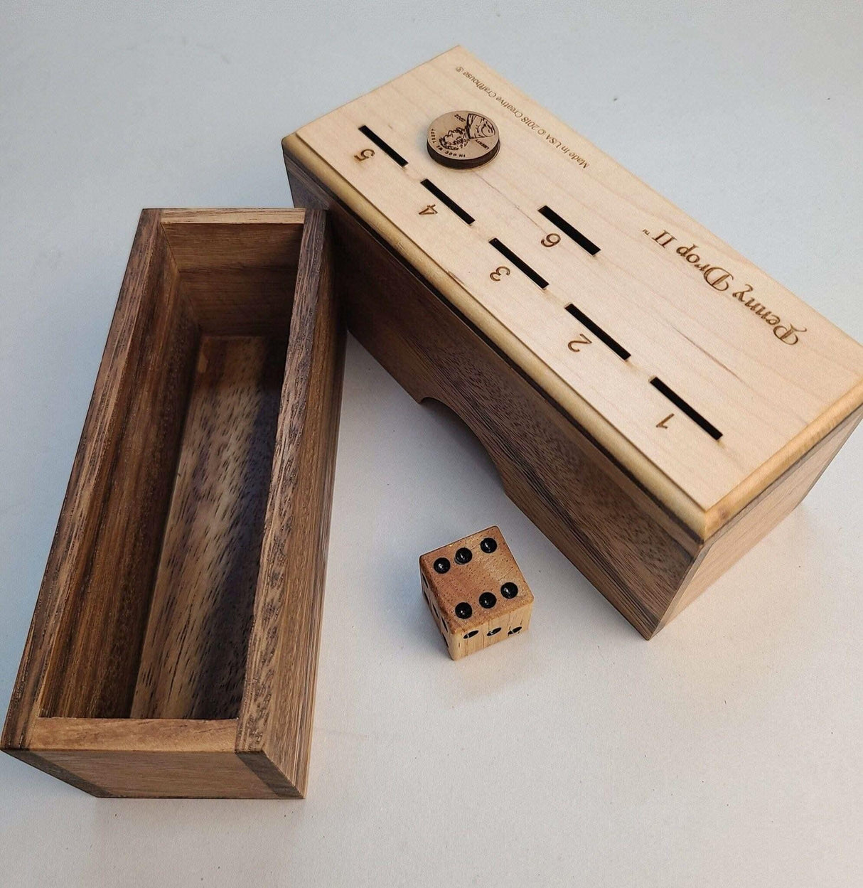 NEW Penny Drop II Game - Maple Top With Hardwood Box - Family Game or bar game - Creative Crafthouse