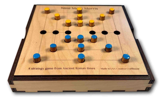 Nine Mens Morris – Strategy Game from Ancient Rome - Premium Game Board Handmade in USA - Wooden Game - Creative Crafthouse
