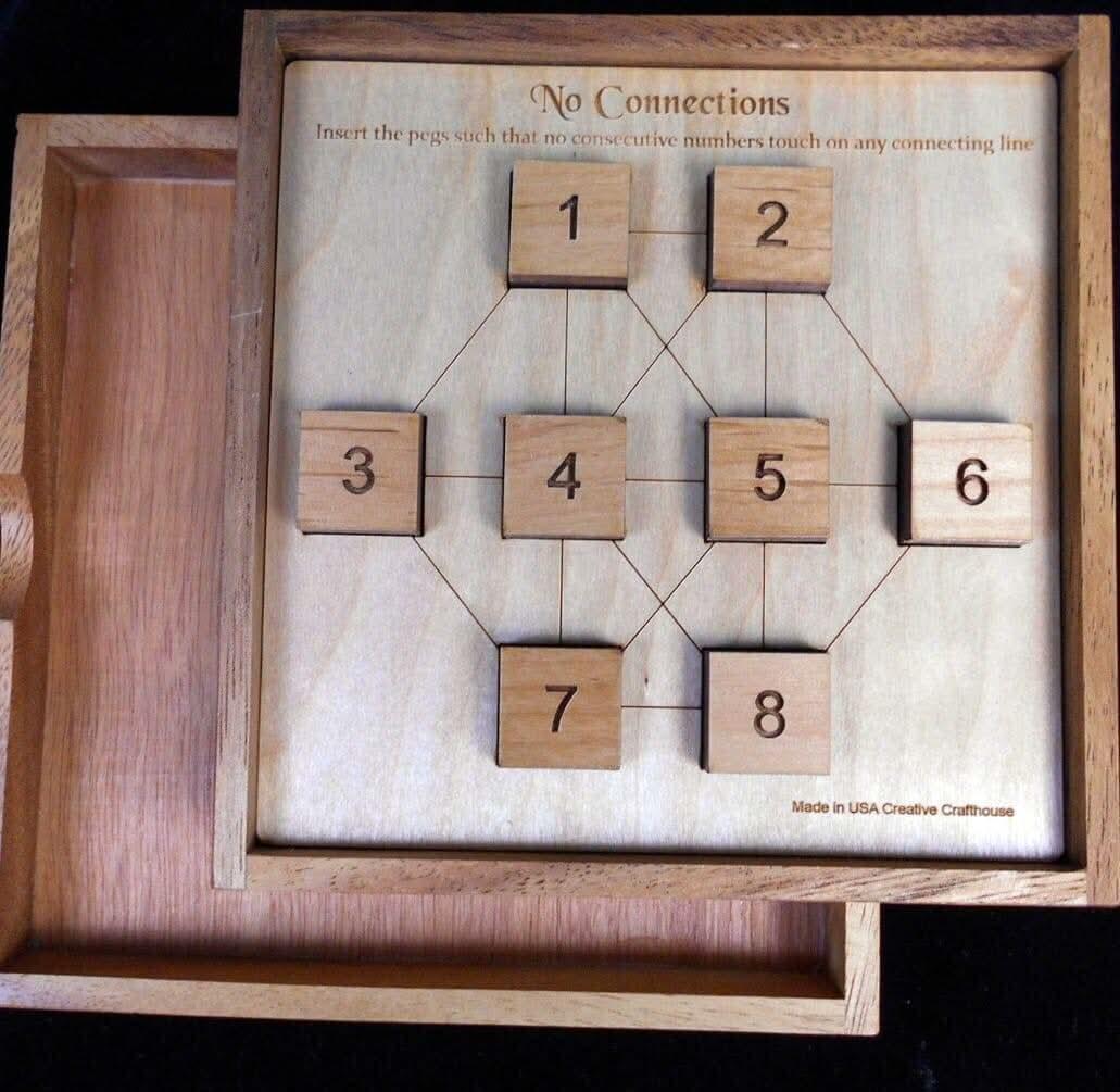 No Connection Wood Logic Puzzle - Intermediate Difficulty - Level 6 out of 10 - Creative Crafthouse