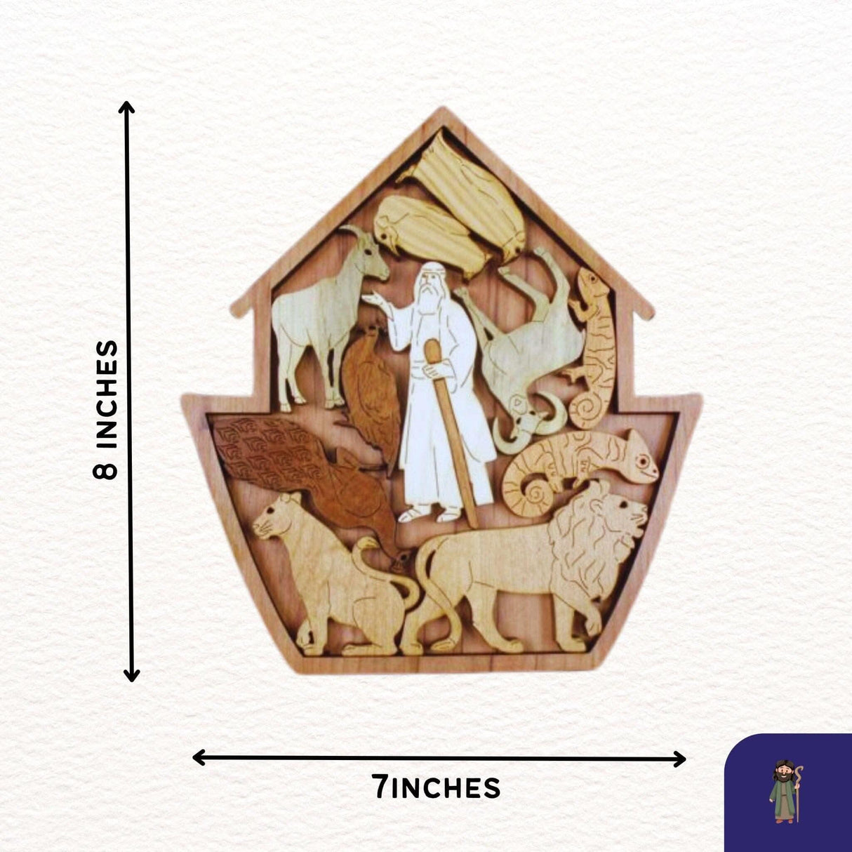 Noahs Ark Wood Brain Teaser Puzzles - Featuring Noah and Five Other Pairs of Animals From the Ark - Creative Crafthouse