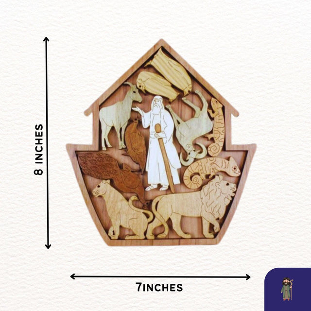 Noahs Ark Wood Brain Teaser Puzzles - Featuring Noah and Five Other Pairs of Animals From the Ark - Creative Crafthouse