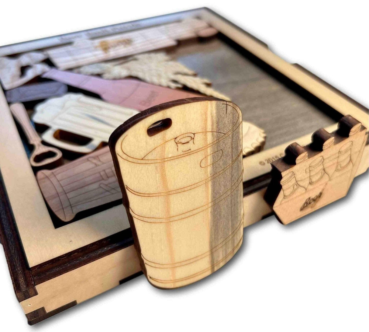 One of a Kind Christmas Gift for Beer Lovers - Personalizable Gift got Him - 12 Piece Wooden Beer Puzzle - Holiday Gift for Him - Bar Decor - Creative Crafthouse