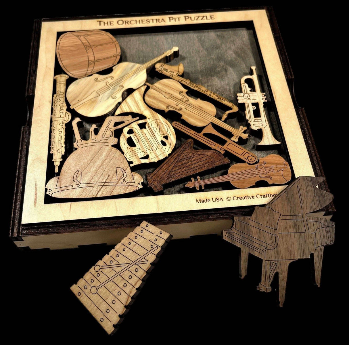 Orchestra Pit Wood Puzzle - Brain Teaser for Music Lovers - Artistic and Beautiful Gift for Musicians - Creative Crafthouse