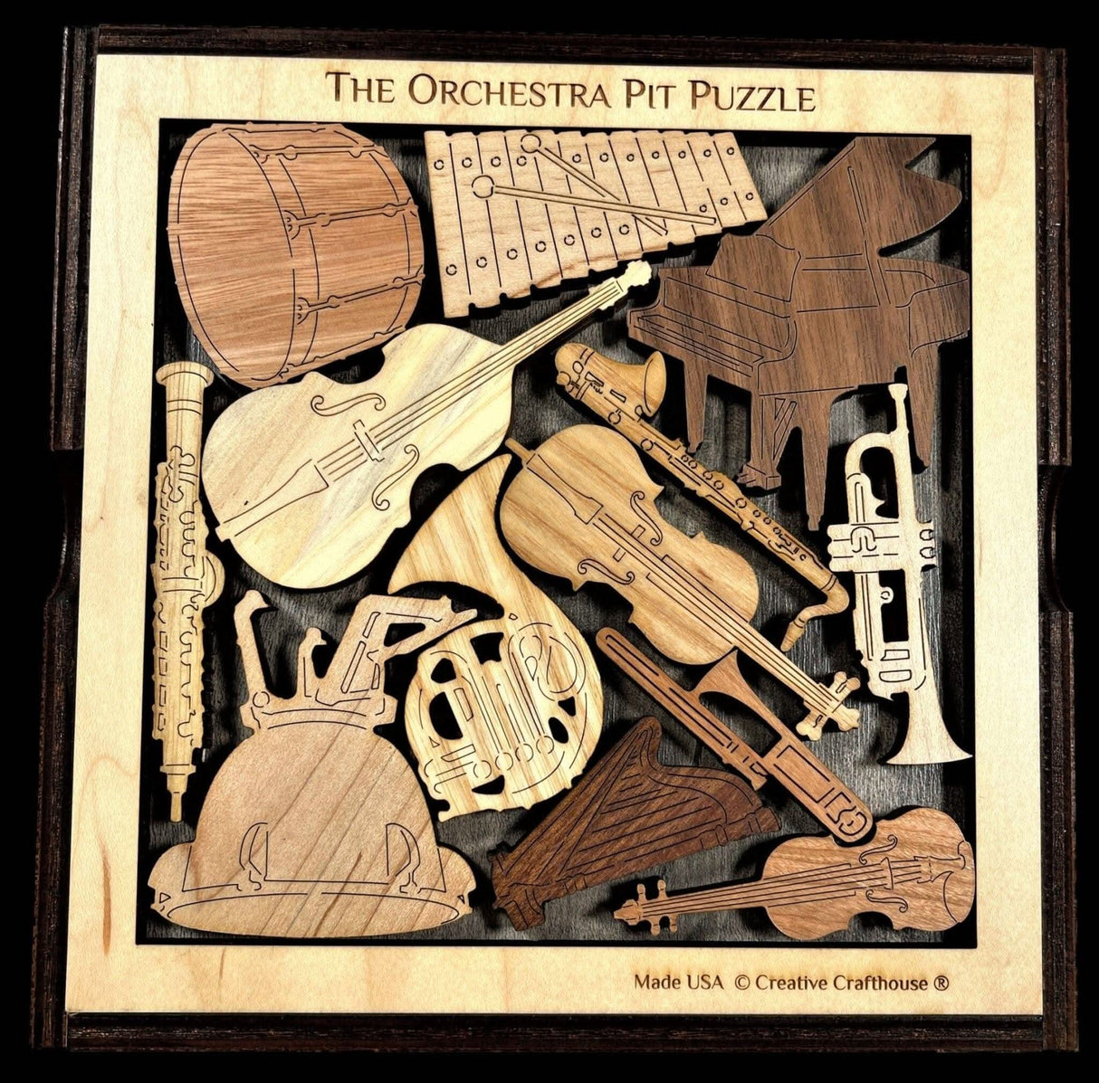 Orchestra Pit Wood Puzzle - Brain Teaser for Music Lovers - Artistic and Beautiful Gift for Musicians - Creative Crafthouse