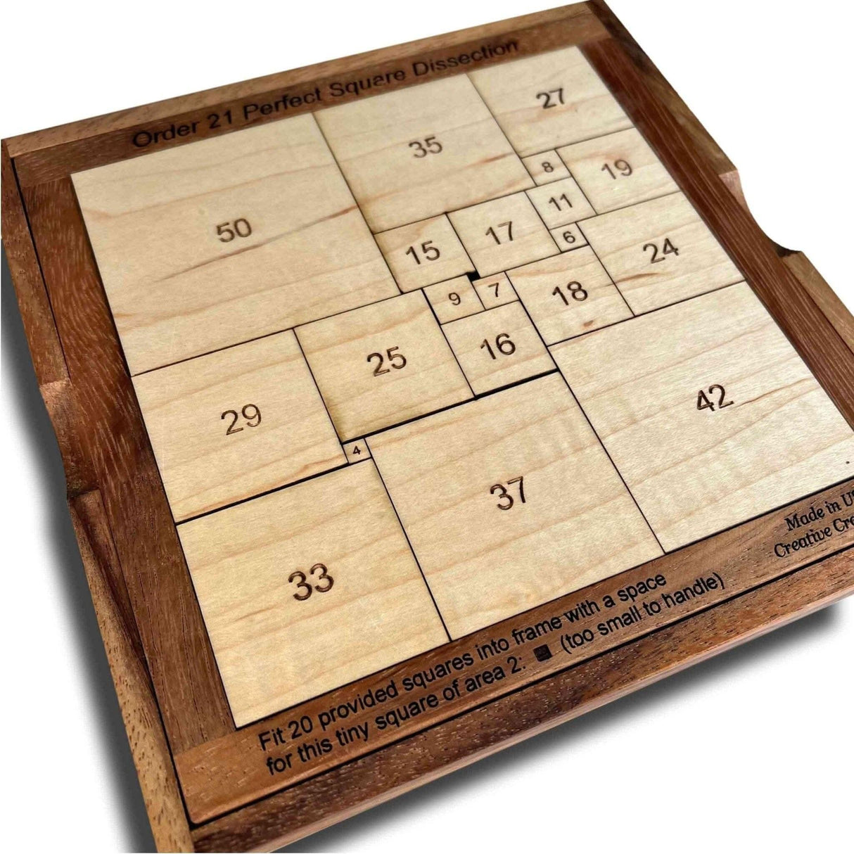 Order 21 Perfect Square Dissection - Math Brain Teaser Puzzle - Creative Crafthouse