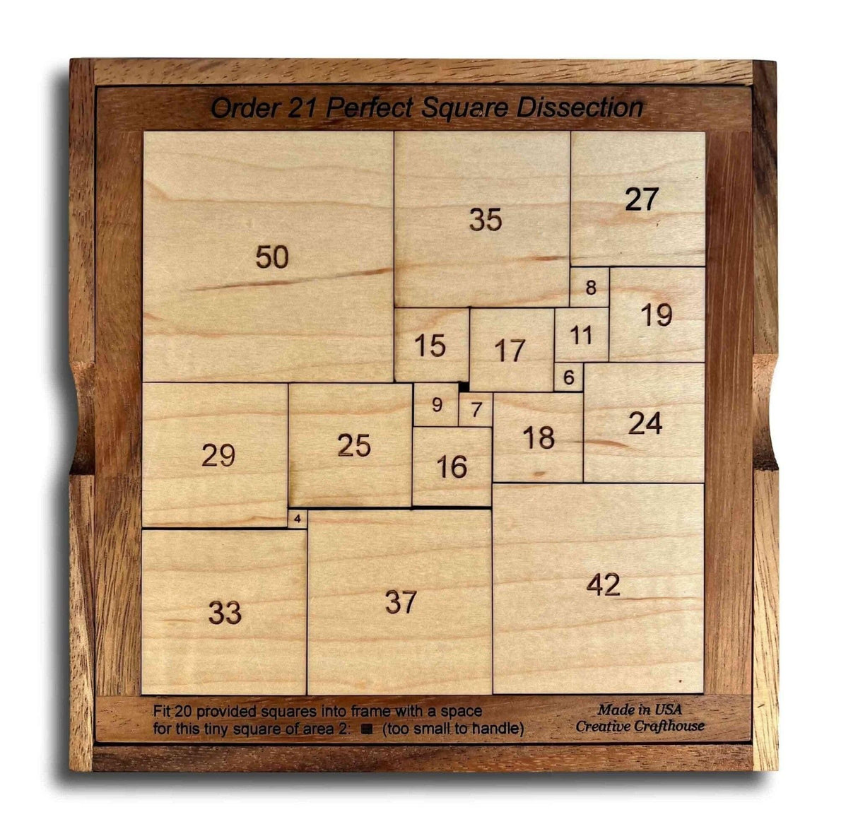 Order 21 Perfect Square Dissection - Math Brain Teaser Puzzle - Creative Crafthouse