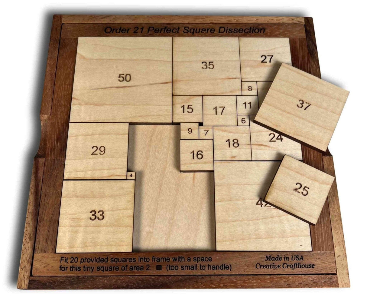 Order 21 Perfect Square Dissection - Math Brain Teaser Puzzle - Creative Crafthouse